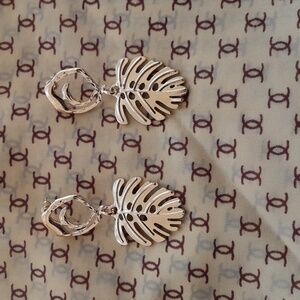 Pastels Goldtone Leaf Dangle Earrings